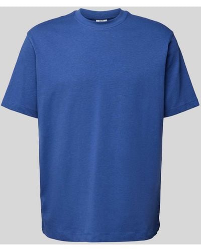 Mango T-Shirt mit geripptem Rundhalsausschnitt - Blau