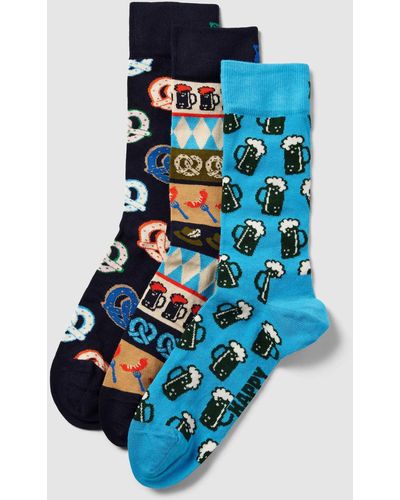 Happy Socks Socken mit Allover-Print im 3er-Pack Modell 'Oktoberfest' - Blau