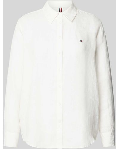 Tommy Hilfiger Hemdbluse mit Label-Stitching - Weiß