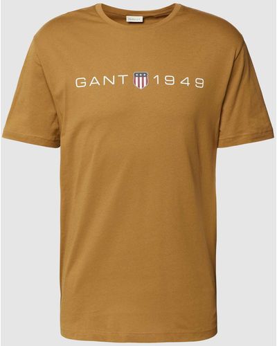 GANT T-Shirt mit Label-Print - Braun