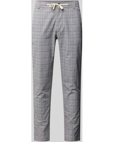 Lindbergh Tapered Fit Stoffhose mit Glencheck-Muster - Grau