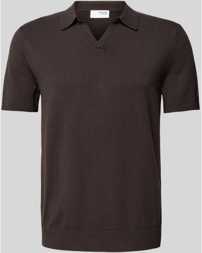 SELECTED Slim Fit Poloshirt Met V-hals - Zwart