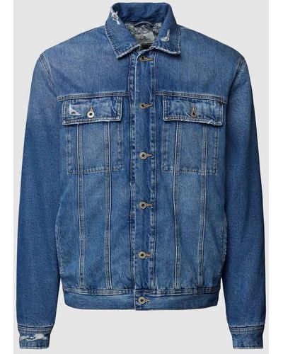 Pepe Jeans Jeansjacke im Destroyed-Look Modell 'BANDANA' - Blau