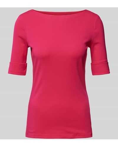 Lauren by Ralph Lauren T-Shirt mit U-Boot-Ausschnitt Modell 'JUDY' - Pink