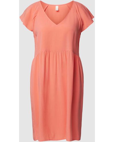 QS Knielanges Kleid aus Viskose - Pink