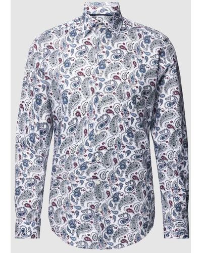 Christian Berg Men Regular Fit Business-Hemd mit Paisley-Muster - Blau