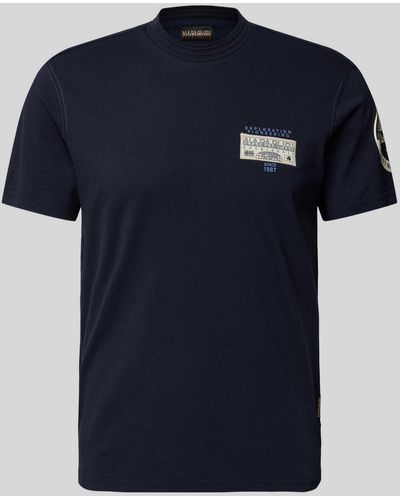Napapijri T-Shirt mit Label-Patch Modell 'AMUNDSEN' - Blau