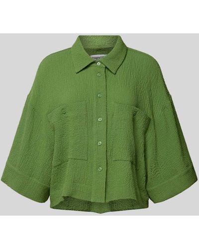Essentiel Antwerp Korte Overhemdblouse Met Structuurmotief - Groen