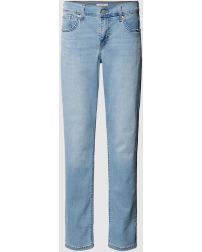 Levi's® 300 Straight Fit Jeans mit Knopfverschluss Modell 'BOYFRIEND' - Blau