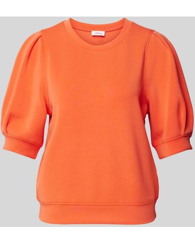 S.oliver Sweatshirt mit Puffärmeln Modell 'Peach' - Orange
