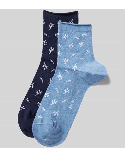 Esprit Socken mit Allover-Muster Modell 'Twing' im 2er-Pack - Blau