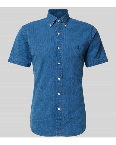 Polo Ralph Lauren Custom Fit Freizeithemd mit Button-Down-Kragen - Blau