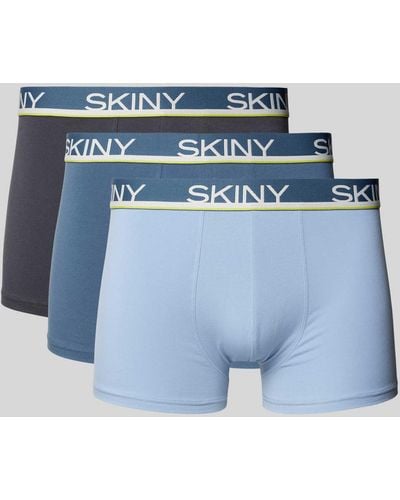 SKINY Trunks mit Label-Bund im 3er-Pack - Blau