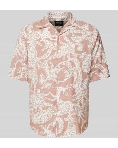 Only & Sons Relaxed Fit Freizeithemd mit Allover-Motiv-Print - Pink