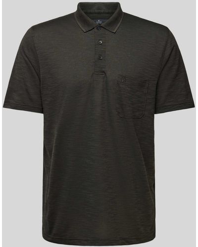RAGMAN Poloshirt mit Streifenmuster und Brusttasche - Schwarz