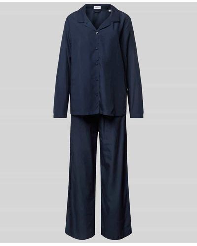 Seidensticker Pyjama mit Knopfleiste - Blau