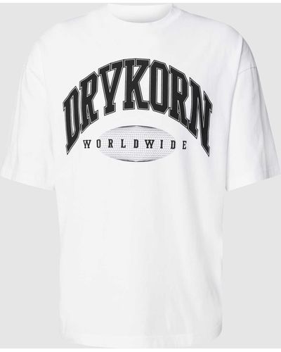 DRYKORN T-Shirt mit Logo-Print Modell 'HUNT' - Weiß