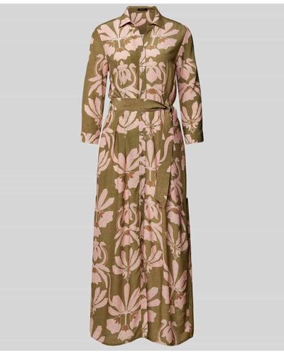 MORE&MORE Hemdblusenkleid aus Viskose mit Bindegürtel - Natur