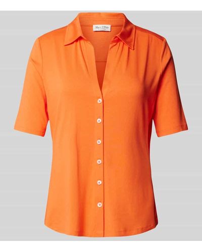 Marc O' Polo T-Shirt mit durchgehender Knopfleiste - Orange