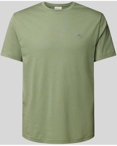 GANT T-Shirt mit Label-Stitching Modell 'SHIELD' - Grün