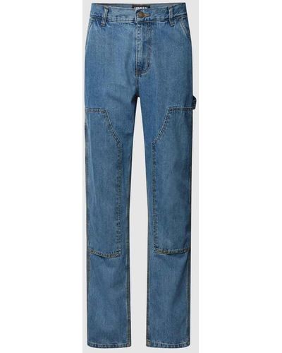 Urban Classics Regular Fit Jeans mit Stoffbesatz im Kniebereich - Blau