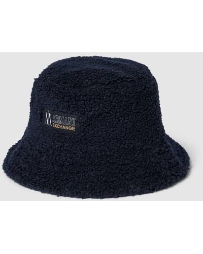 Armani Exchange Bucket Hat mit Label-Patch - Blau