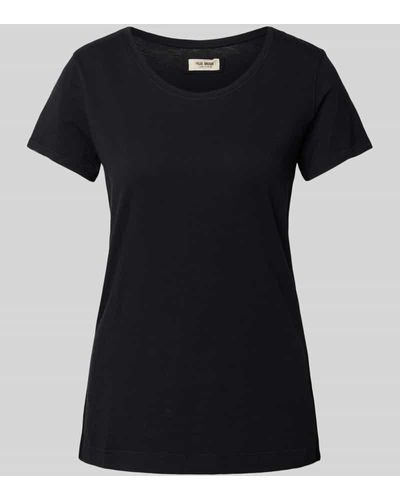 Mos Mosh T-Shirt mit U-Ausschnitt Modell 'Arden' - Schwarz