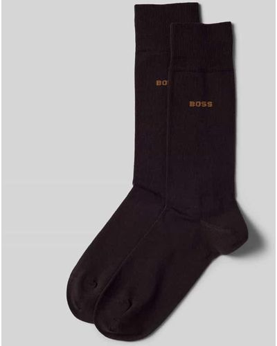 BOSS Socken mit Label-Print im 2er-Pack - Schwarz