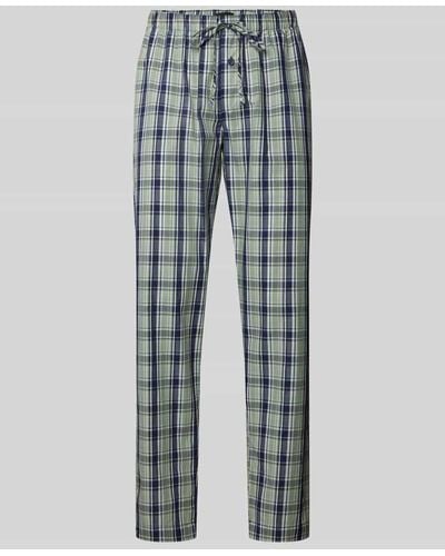 Hanro Straight Leg Pyjama-Hose mit Tartan-Karo - Blau