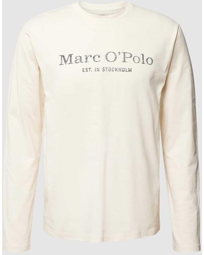 Marc O' Polo Shirt Met Lange Mouwen Van Biologisch Katoen - Naturel