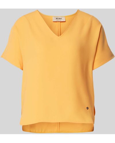 Mos Mosh Blusenshirt mit V-Ausschnitt Modell 'AURI LEIA' - Gelb