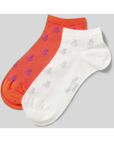 Marc O' Polo Socken mit Allover-Label-Stitchings Modell 'Fiona' im 2er-Pack - Weiß