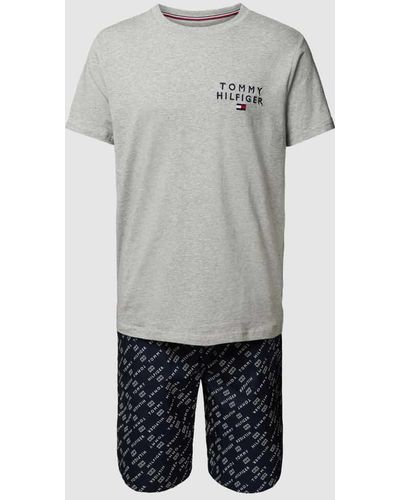 Tommy Hilfiger Pyjama mit Label-Stitching - Grau