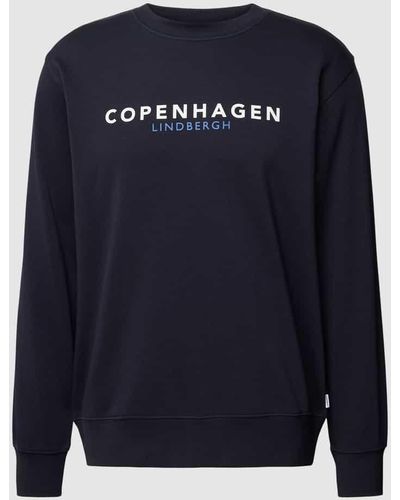 Lindbergh Sweatshirt mit Label-Print - Blau