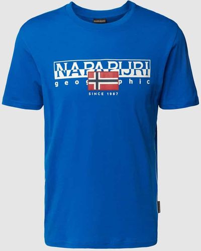 Napapijri T-Shirt mit Label-Print Modell 'AYLMER' - Blau