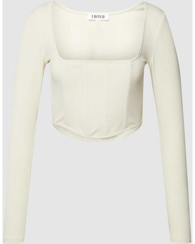 EDITED Cropped Longsleeve mit Feinripp Modell 'Merian' - Natur