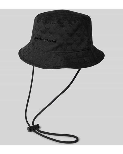 Emporio Armani Bucket Hat mit Strukturmuster - Schwarz