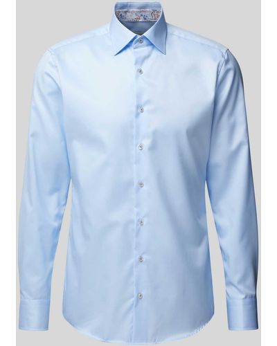 Eterna Slim Fit Zakelijk Overhemd Met Kentkraag - Blauw