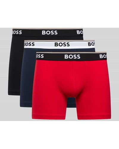 BOSS Trunks mit elastischem Logo-Bund im 3er-Pack - Rot