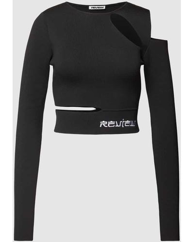 Review Cropped Longsleeve mit Cut Out - Schwarz