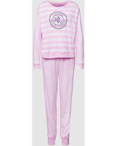 Lauren by Ralph Lauren Pyjama mit Label-Print - Pink
