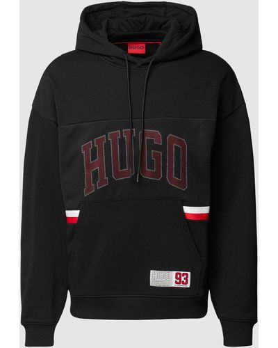 HUGO Hoodie Met Labelprint - Zwart