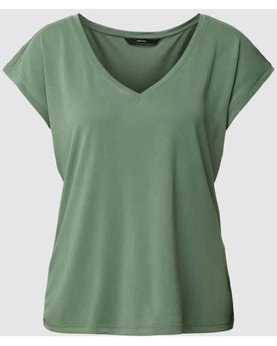 Vero Moda T-Shirt mit V-Ausschnitt Modell 'FILLI' - Grün