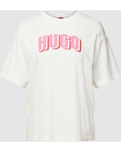 HUGO T-shirt Met Labelprint - Wit