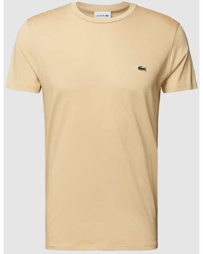 Lacoste T-Shirt in unifarbenem Design Modell 'Supima' - Natur
