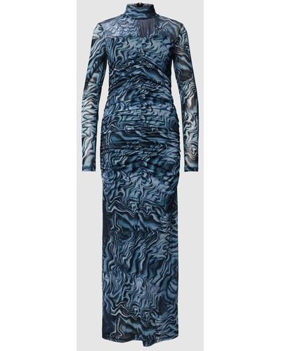 Gestuz Kleid mit Allover-Print und Raffungen - Blau