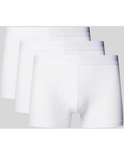 BOSS Trunks mit elastischem Label-Bund im 3er-Pack - Weiß