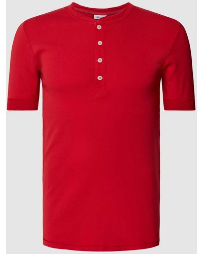 Schiesser T-shirt Met Korte Knoopsluiting - Rood