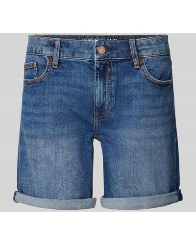 Esprit Regular Fit Jeansshorts im 5-Pocket-Design - Blau