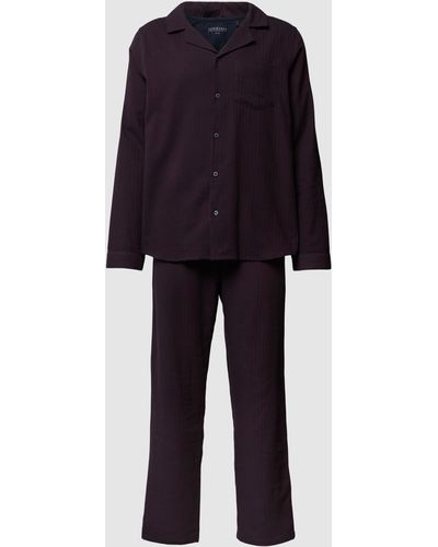 Schiesser Pyjama mit Streifenmuster Modell 'Warming Nightwear Pyjama' - Blau